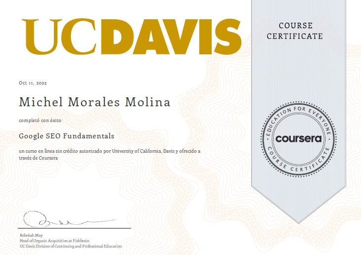 Certificado UC Davis Google SEO Fundamentals