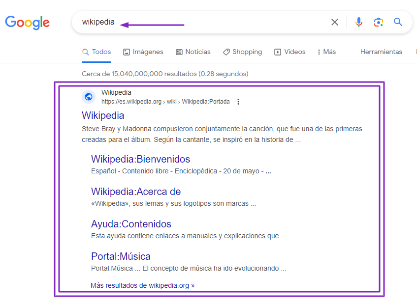 Visibilidad de Wikipedia en Google