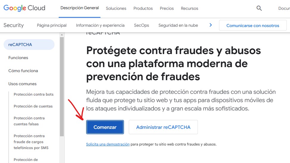Paso 1: Hacer clic en el botón Comenzar